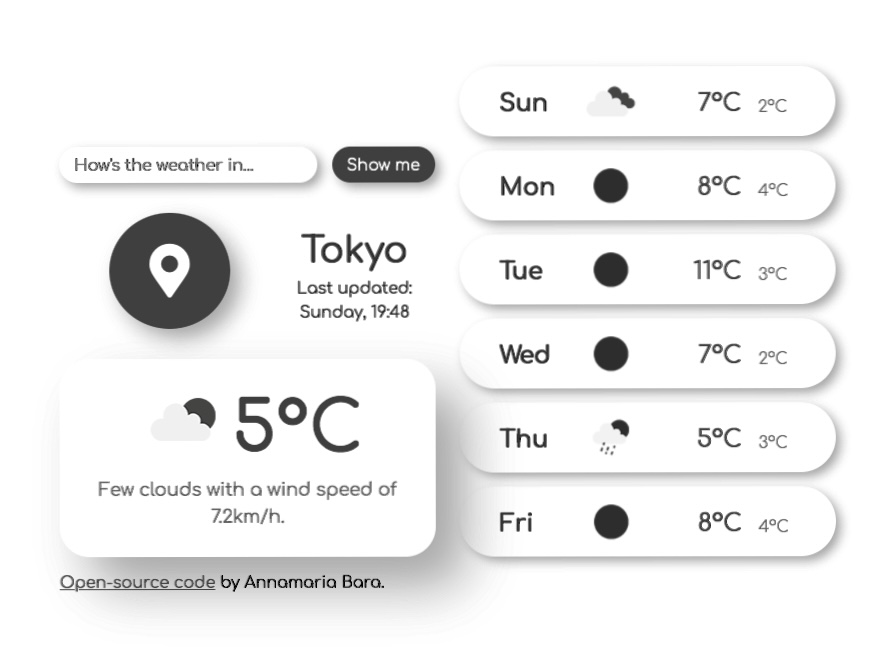 Vanilla JS weather app preview